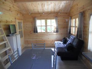 TV a/nebo společenská místnost v ubytování Le chalet bois de Célio