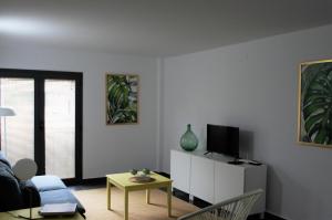 a living room with a couch and a tv at Apartamento Sauco in Los Llanos de Aridane