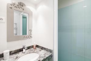 a bathroom with a sink and a mirror at Emmanuel & Béatrice in Paris