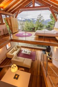 an overhead view of a living room with a large window at Borda Aranzazu in Oñate