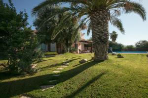 una palmera en un patio junto a una casa en Villa del mar, en Quartu SantʼElena