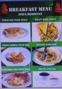 un collage de photos de différents plats alimentaires dans l'établissement Syifa Homestay, à Gili Trawangan