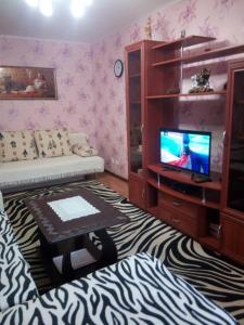 リペツクにあるApartment on prospekt Pobedy 12のリビングルーム(テレビ、ソファ付)