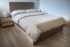 a bedroom with a large bed and two night stands at Apartmani Janjic in Banja Luka