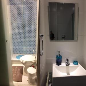 Un baño con lavabo, inodoro y espejo. en Copaestilo, en Río de Janeiro 21 fotos más