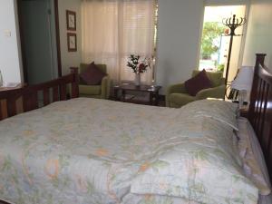 a bedroom with a large bed and a living room at The Linear Way Bed and Breakfast in McLaren Vale