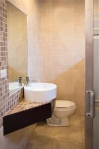 a bathroom with a sink and a toilet at Suites Real Tabasco in Villahermosa