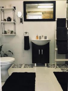 a bathroom with a sink and a toilet at Makoadi Farms Guesthouse in Clocolan