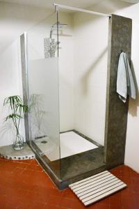 a shower with a glass door in a bathroom at Alheuredusud in Violès
