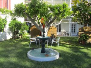 a bird bath in a yard with a tree at Villa Amalia Suites Malaga in Málaga