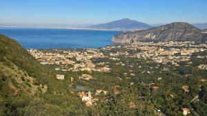 an aerial view of a city and the ocean at Villa Flavia in Sant'Agnello