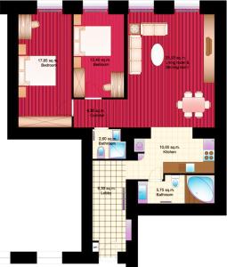 2bedrooms/2bathrooms Downtown Apartmentの見取り図または間取り図