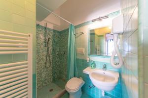 a bathroom with a sink and a toilet and a shower at Hotel Europa in Ischia