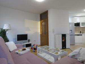 ein Wohnzimmer mit Sofa und Couchtisch in der Unterkunft Winter Iris in Kupres