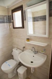 a bathroom with a toilet and a sink at Kefalonia Beach Hotel & Bungalows in Lixouri