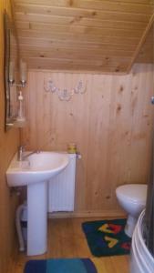 a bathroom with a sink and a toilet at Котедж "Хата Рибака" in Kosiv +12 photos