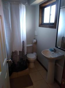 une salle de bain avec toilettes et lavabo dans l'établissement Condominio Doña Jacinta, à Valdivia 10 autres photos
