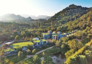 an aerial view of a resort in a mountain at Green Pix Khaoyai in Pak Chong