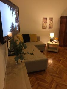 ブダペストにあるOpera Dream Apartmentのリビングルーム(ソファ、薄型テレビ付)