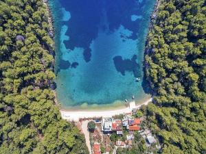 - une vue aérienne sur la plage et l'océan dans l'établissement Villa Smokvina, à Bogomolje