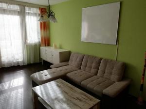 a living room with a couch and a table at Appartement Schneerose in Tauplitz