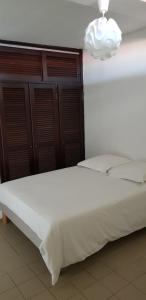 1 dormitorio con cama blanca y luz en Hello Guyane 6, Appartement, Haut Standing, en Cayenne