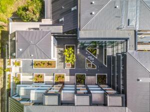 an aerial view of a building with a stairway at The Edgerley Suites in Auckland