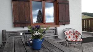 Balkón nebo terasa v ubytování Sommeralmhütte