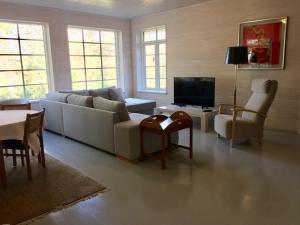salon z kanapą i telewizorem w obiekcie Ryytli House Maidla village Märjamaa County estonia w mieście Märjamaa +15 zdjęć