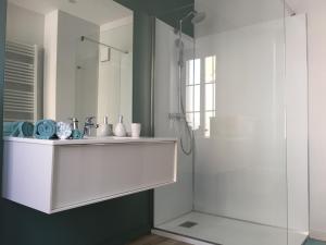 ベルク・シュル・メールにあるRelais Vacances à la Mer 2のバスルーム(白いシンク、シャワー付)