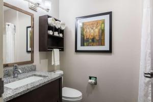 a bathroom with a sink and a toilet and a painting at Quality Inn Warsaw near Rappahannock River in Warsaw +22 photos