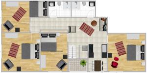a drawing of a floor plan of a house at Ferienwohnung Roxana - am Bodensee in Friedrichshafen