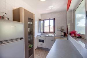kuchnia z białą lodówką i zlewem w obiekcie Apartment Simpatico w mieście Čunski