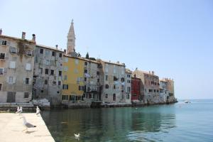 grupa budynków obok zbiornika wodnego w obiekcie Casa Svalba w Rovinj