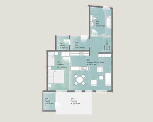 un plan d'étage d'un condo dans l'établissement Kapitaensweg 2 Kajuete 02, à Karlshagen