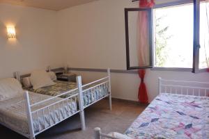 a bedroom with two beds and a window at FIUMICELLI in Sari Solenzara