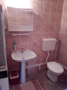 a bathroom with a toilet and a sink at city center apartment 1 in Niš