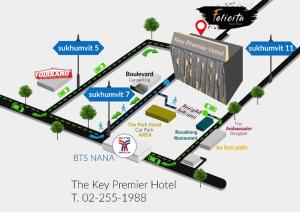Un mapa del hotel premier clave en The Key Premier Hotel Sukhumvit Bangkok en Bangkok