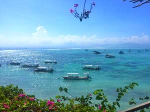 a group of boats sitting in the water at Locomotive Hotel and Spa by EPS in Nusa Lembongan