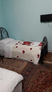 メストレにあるエヴァー グリーンのベッドルーム1室(ベッド2台、毛布に赤いハート付)