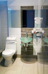 a bathroom with a toilet and a sink at Fantasy Suites in Lima