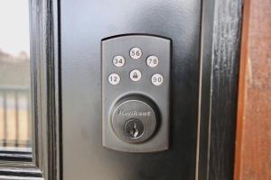 a close up of a remote control on a door at The Cayo Cabin, Millersburg Ohio in Millersburg