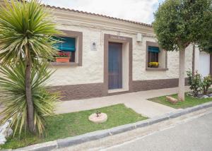 une maison avec un palmier en face dans l'établissement Casa Rural Marila, à Puigmoreno