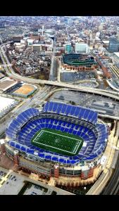 an aerial view of a football stadium with a field at Cozy Rowhouse Next JHH in Baltimore +2 photos