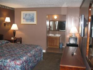 Cette chambre comprend un lit et un lavabo. dans l'établissement Fincastle Motor Inn, à Tazewell