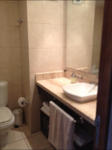 a bathroom with a sink and a toilet at Barceló Suites Providencia I in Santiago