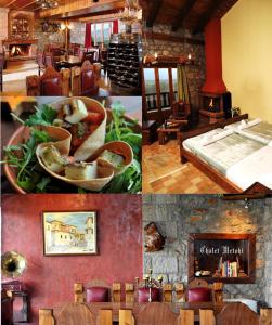 een collage van foto's van een hotel met een kamer bij Metohi in Marioláta