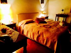 een slaapkamer met een groot bed en 2 nachtkastjes bij AGRITURISMO NUOVA FATTORIA in Borgo Sabotino