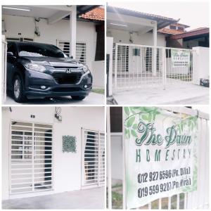 a collage of photos with a car parked in front of a house at TheDaun Homestay Seri Iskandar, Perak in Seri Iskandar