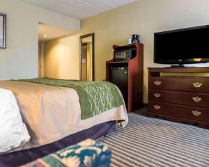 a hotel room with a bed and a flat screen tv at Quality Inn Mill Hall - Lamar in Clintondale